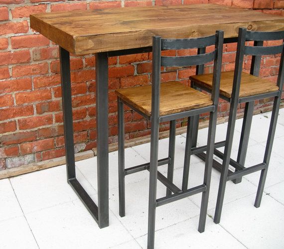 Breakfast bar table & two bar stools rustic by Redcottagefurniture .