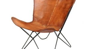 Elite Top Grain Leather Butterfly Chair Brown - A&B Home : Targ