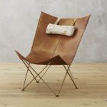 Amazing Deals on Brown Leather Butterfly Chair with Hide Headrest .
