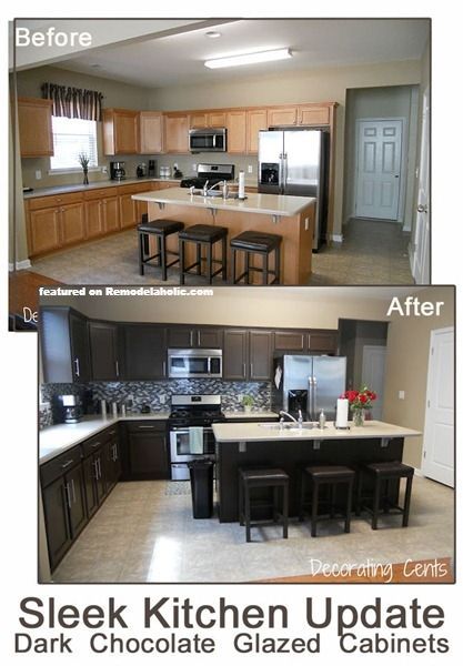 Before and After Chocolate Brown Kitchen using Rustoleum featured .