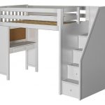 Anaya White Twin Loft Bed with Stairs and De