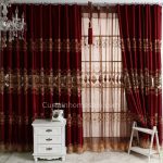 Burgundy Fancy Embroidered Window Curtains for Bedroom or Living Ro