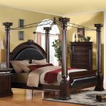 Acme Furniture Roman Empire King Canopy Bed with Upholstered Headboa