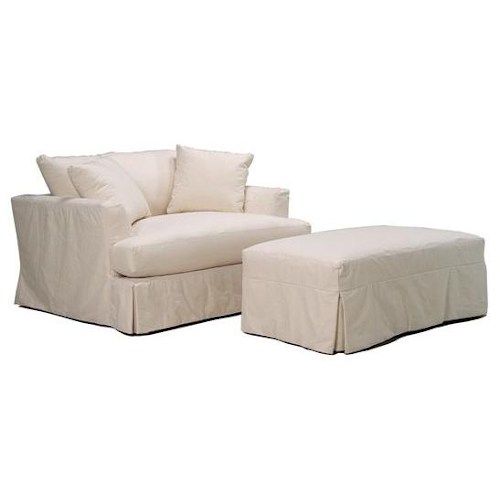 Cloud Slipcover Chair and a Half and Ottoman Set with Casual .