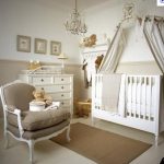 Beautiful Beige Baby Room Ideas Crystal Chandelier White Drawe
