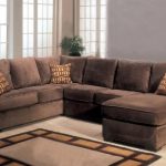 Sectional Sofa Couch Chaise with Block Feet in Chocolate Color .