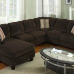 3pcs. Corduroy Fabric Sectional Sofa in Chocolate Brown Finish .