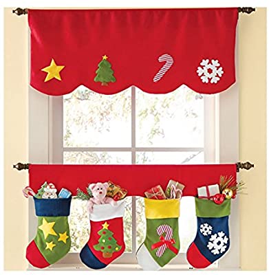 Amazon.com: Christmas Curtain,Aniwon 2PCS Red Set Christmas .