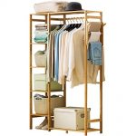 Ufine Bamboo Garment Rack 6 Tier Storage Shelves Clothes Hanging .