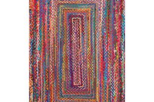 Hand Braided Bohemian Colorful Cotton Chindi Area Rug multi | Et