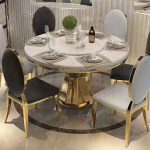 Modern Style table metal Luxury round dining table set wxgdjj01 .