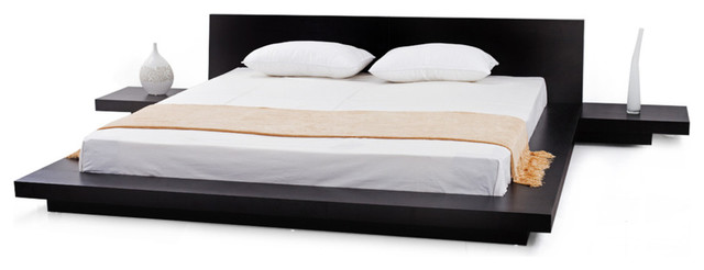 Fujian Modern Bed With 2 Night Stands King, 3-Piece Set .