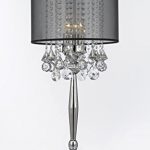 Silver Mist 3 Light Chrome Crystal Table Lamp with Black Shade .