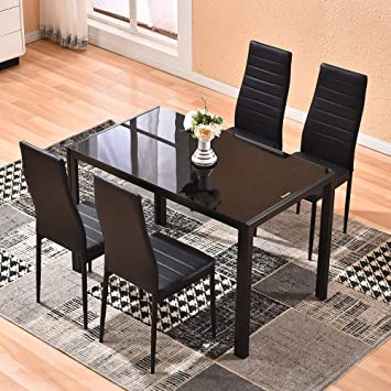 Amazon.com - 4HOMART Dining Table with Chairs, 5 PCS Glass Dining .