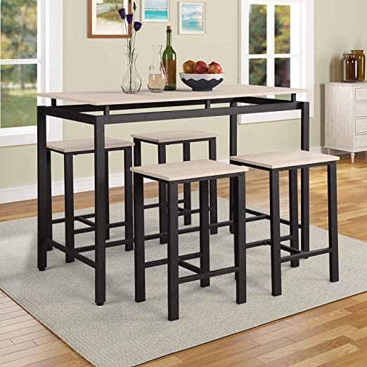 Amazon.com: 5Pcs Dining Table Set Modern Style Wooden Kitchen .