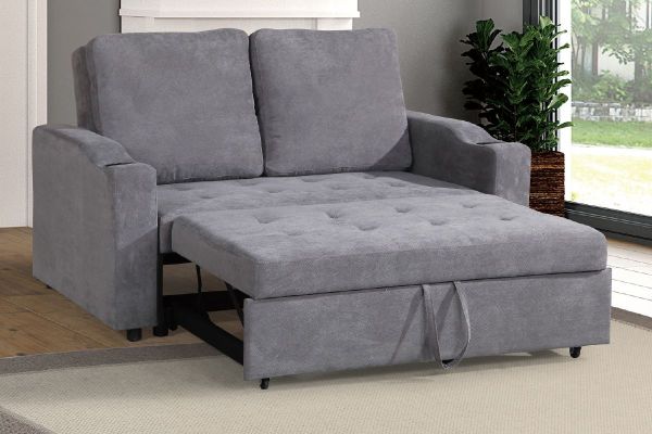 16579 Convertible Sectional Sofa In Grey Fabr