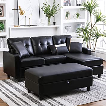 Amazon.com: HONBAY Convertible Sectional Sofa with Ottoman L Shape .