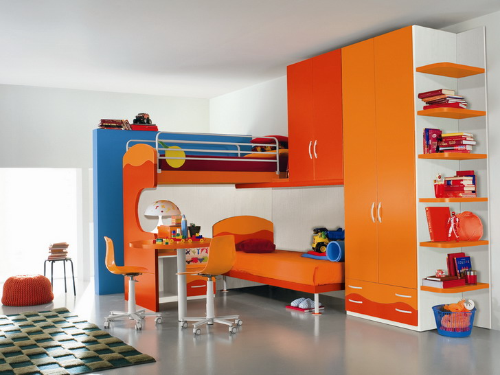Contamporary Kids Room With Colorful Modern Kids Furnitu
