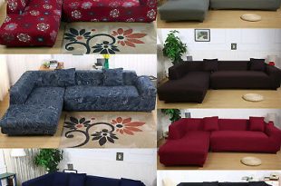 2Pcs Sectional Stretch Corner L-Shape Sofa Slipcover Couch Cover .
