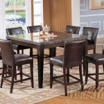 Danville 9 Piece Marble Top Counter Height Table Set in Espresso .