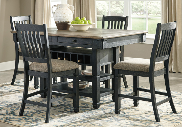 Tyler Creek Two-Tone Black 5 Pc. Counter Height Dining Set .