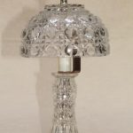 90s Vintage Heavy Crystal Clear Glass Table Lamp, Vase, W Shade .