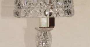 90s Vintage Heavy Crystal Clear Glass Table Lamp, Vase, W Shade .