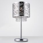 Stunning Chrome Finish Drum Shade and Beautiful Strands of Clear .