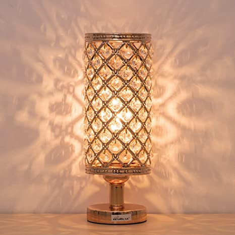 Amazon.com: HAITRAL Gold Crystal Table Lamp - Vintage Nightstand .