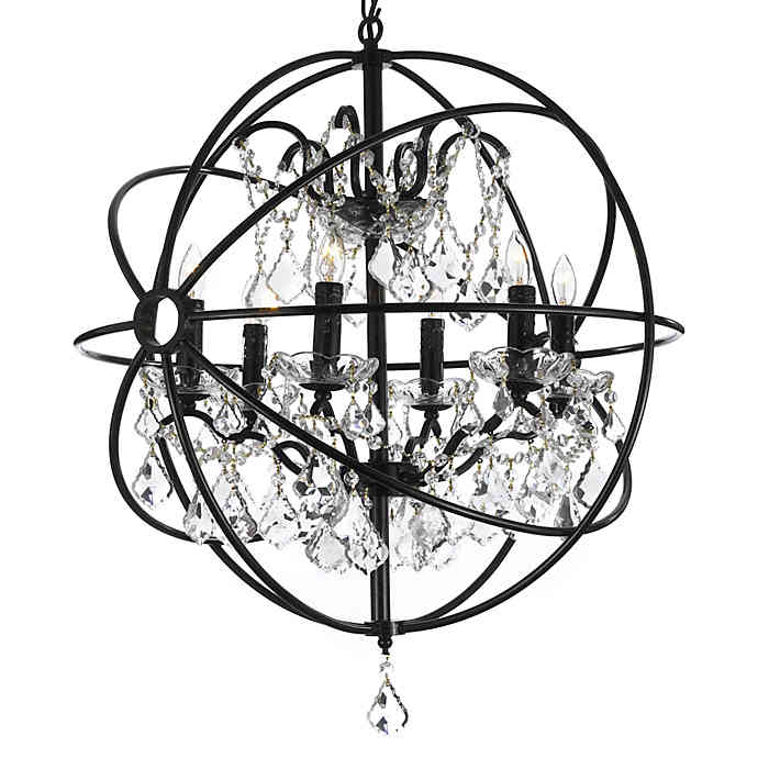 Gallery 6-Light Wrought Iron Crystal Orb Chandelier | Bed Bath .