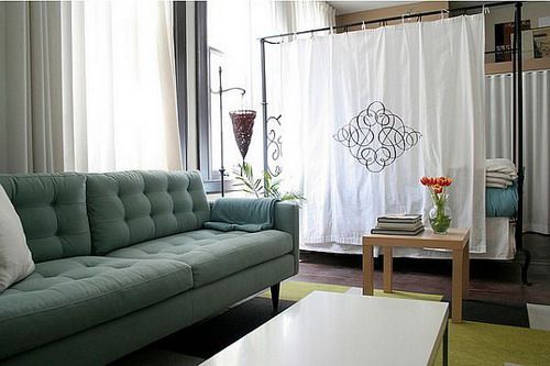 Inexpensive curtains room divider for studio apartment ideas .