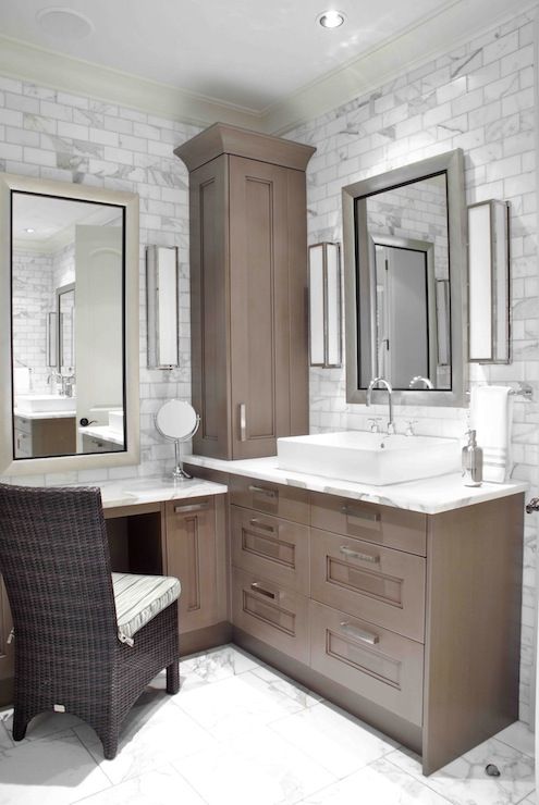 Design Galleria: Custom sink vanity built into corner of bathroom .