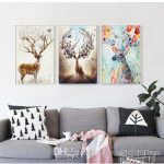 2020 Nordic Elk Decorative Painting Living Room Home Wall Hanging .