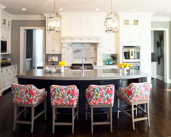 Cool Upholstered Bar Stools : Transitional Kitchen Design With .