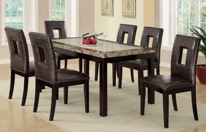 7pc Stockton Marble Top + 6 Chairs Dining Table S