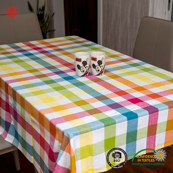 Customized dining table cloth cotton yarn dyed outdoor table cove