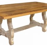 Alma Dining Table, Reclaimed Wooden Top, Distressed White Base .