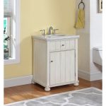 Shop Hampton Bath Vanity in Distressed White with Grey and White .