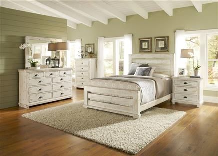 Progressive Furniture Willow Distressed White 2pc Bedroom Set with .