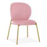 Luxe Mantis Velvet Pink Gold Dining - Dressing Table Chair .