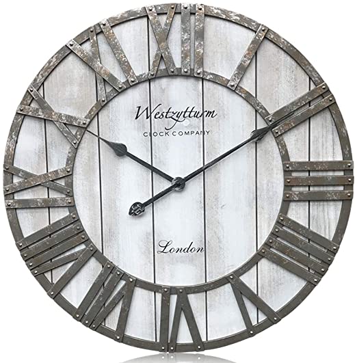 Amazon.com: Westzytturm Wooden Clock 24 inch Rustic Extra Large .
