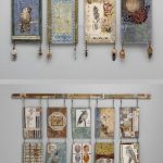 Mixed media wall hangings by textile artist Sharon McCartney .