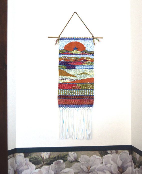 Small tapestry, small hand woven wall hanging, tapestry wall art .