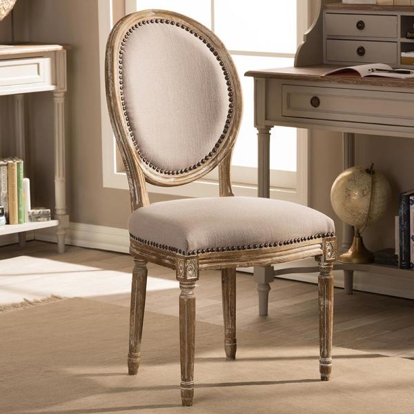 Baxton Studio Clairette II Beige Fabric Upholstered Dining Chair .