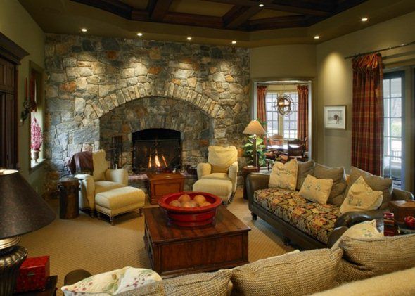 family room decorating ideas with fireplace | ... with Colonial .