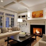 Traditional Family Room Fireplace With Side Shelves Design .