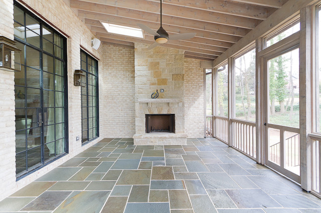 Screened Porch w Fireplace - Transitional - Porch - Atlanta - by .