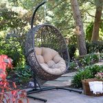 Amazon.com: Resin Wicker Espresso Hanging Egg Chair with Tufted .