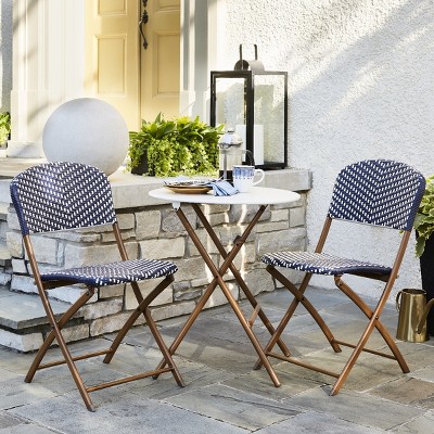 French Caf Folding Patio Bistro Table White/Brown - Threshold .