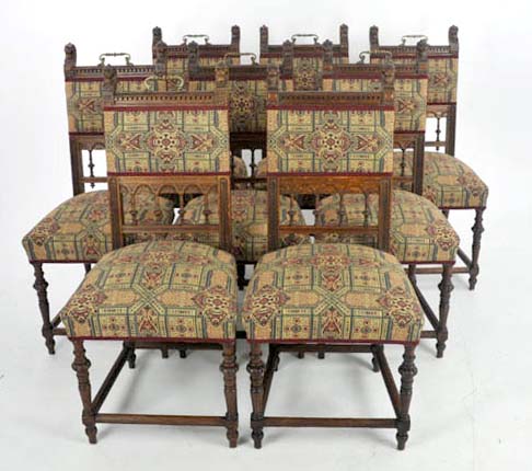 Antique Dining Chairs, Oak Dining Chairs, France 1890, B11